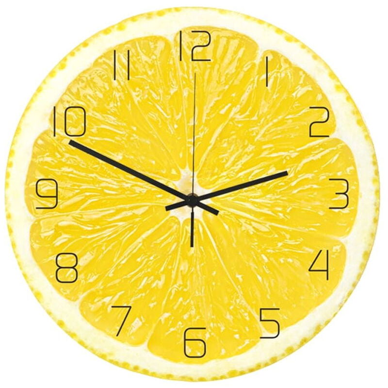 Feiyue - Horloge murale créative en acrylique avec motif citron imprimé uv, décoration de bar à suspendre pour chambre à coucher, sans pile