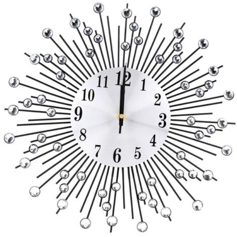 Horloge murale créative en fer de style européen en forme de fleur, horloge murale suspendue en diamant