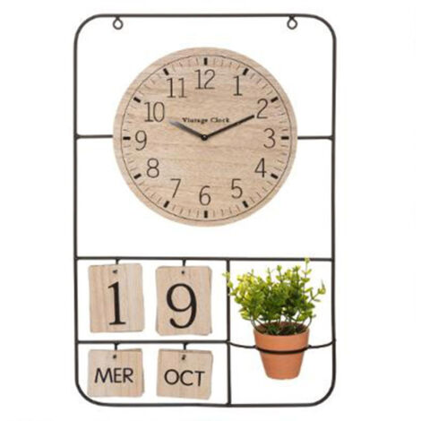 Horloge Murale & Date "Camille" 51cm Noir