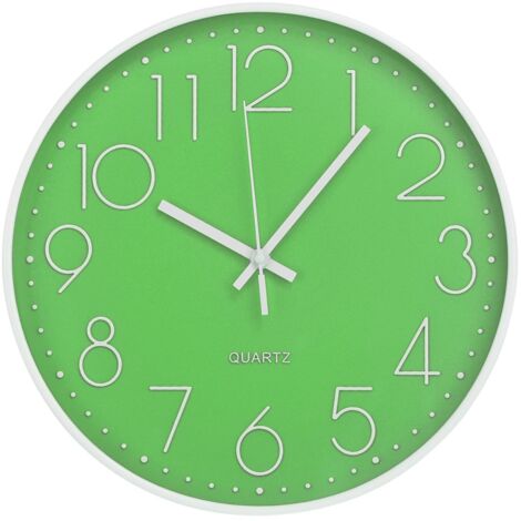 Horloge murale de 30 cm sans tic-tac, silencieuse, moderne, simple, rond, cadran stéréoscopique, horloge murale à quartz pour maison/bureau/école/salon/chambre/cuisine