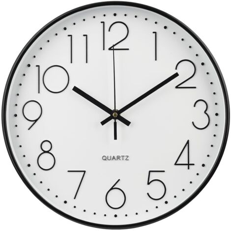 Horloge murale de 30 cm sans tic-tac, silencieuse, moderne, simple, rond, cadran stéréoscopique, horloge murale à quartz pour maison/bureau/école/salon/chambre/cuisine