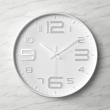 Horloge murale de 30 cm - Silencieuse - Design moderne en Blanc et Argent