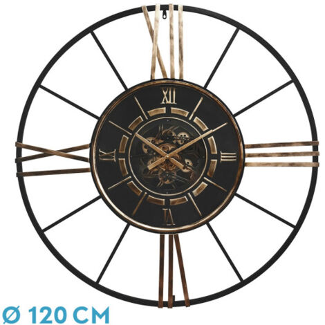 Horloge murale de CAÑETE noir or 120x120x8 cm engrenages avec mouvement