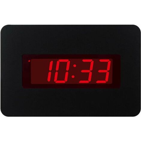 Horloge murale de chambre à coucher avec alarme électrique alimentée par batterie uniquement avec clip arrière (noir)