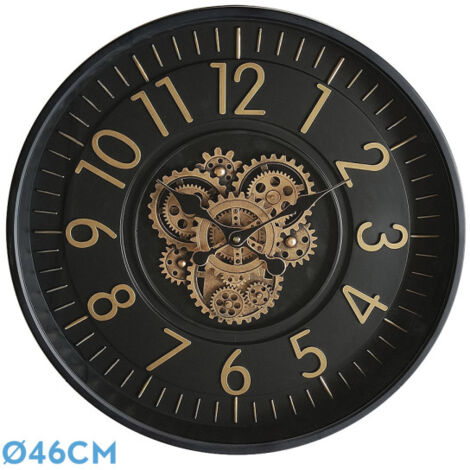 Horloge murale de LACIO or noir 46x46x8 cm engrenage avec mouvement