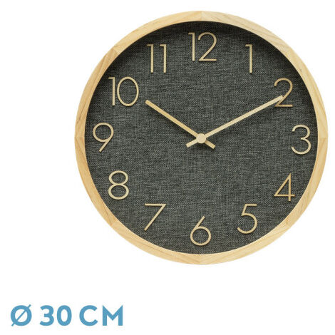 Horloge murale de ROSELLON hêtre gris 30x30x4 cm mouvement continu