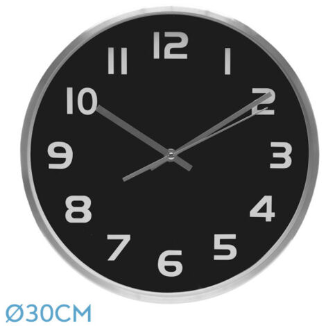 Horloge murale de team wall clock aluminium-black 30d continuous movement