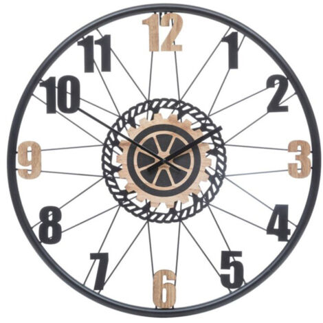 Horloge Murale Déco "Mohan" 65cm Noir