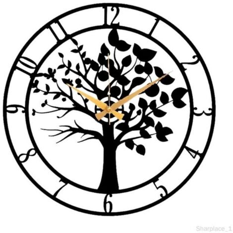 Horloge murale - Décoration intérieure - Métal - Diamètre 25,5 cm - Design moderne - Silencieuse