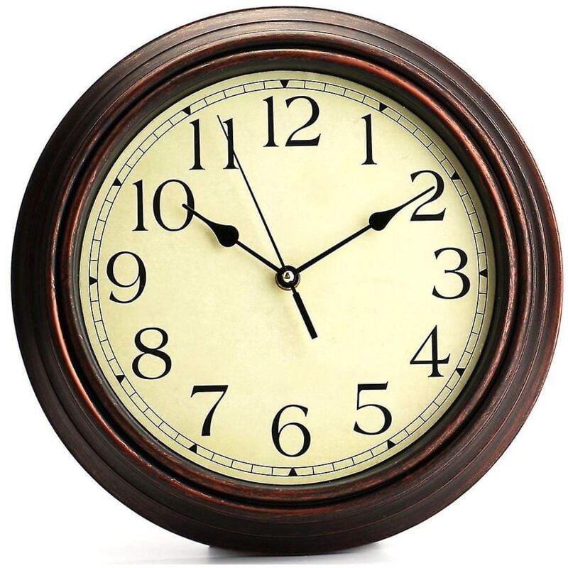 Horloge murale décorative à quartz rétro classique ronde de 12 pouces sans tic-tac