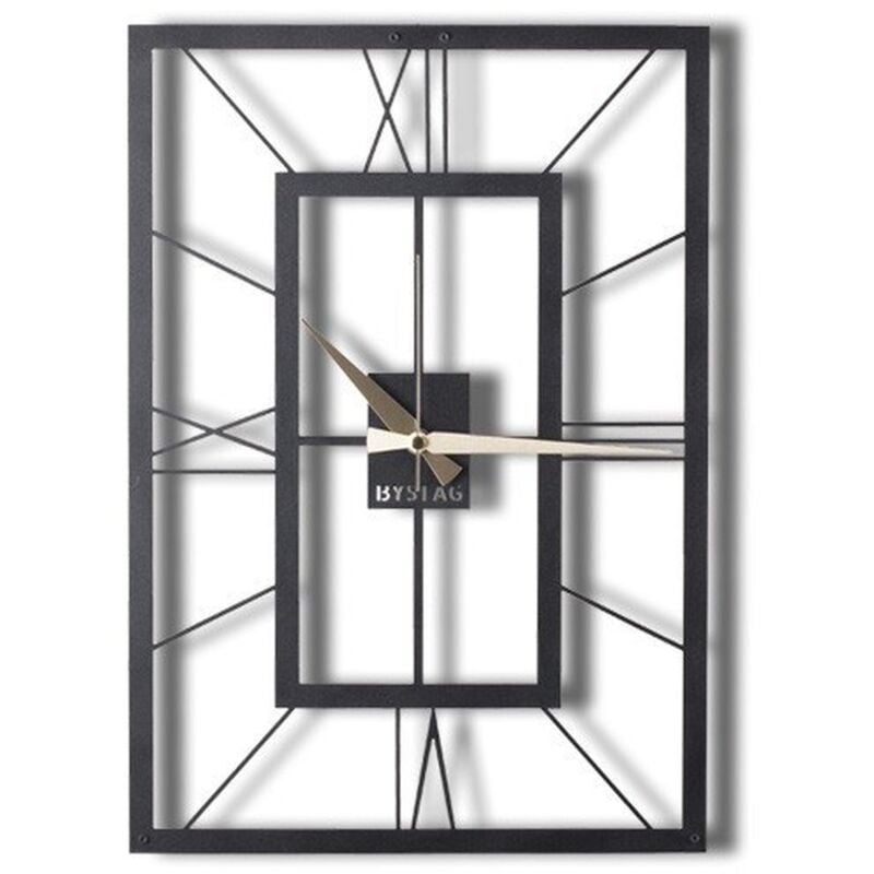 Wellhome - black Horloge murale décorative carrée 49x34,5 - 100% métal - Noir