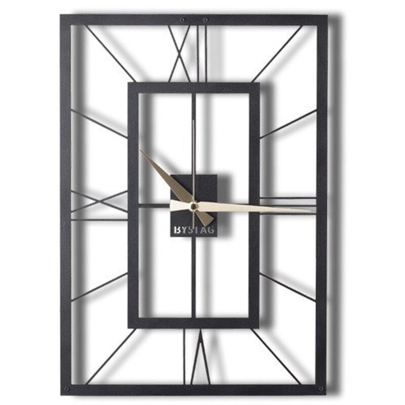 Wellhome - black Horloge murale décorative carrée 70x49 cm - 100% métal - Noir