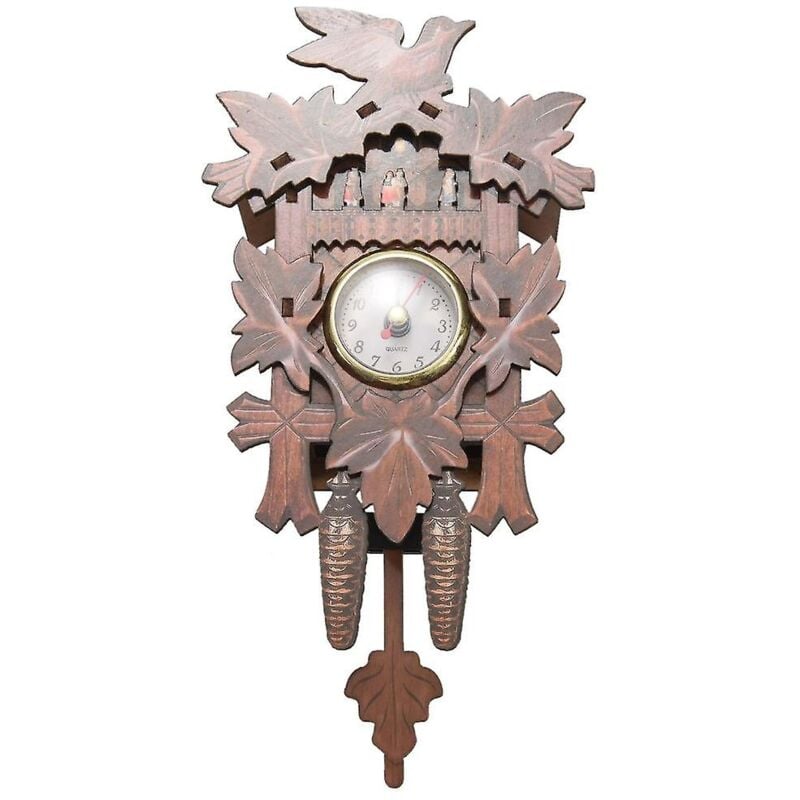 Feiyue - Horloge murale décorative vintage en forme d'oiseau à suspendre en bois pour salon