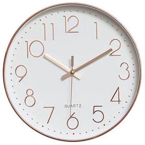 Horloge Murale Design Moderne - Avec Horloge Murale À Quartz Silencieuse - Sans Tic - Tac - Alimenté Par Batterie - Or Rose 30 Cm