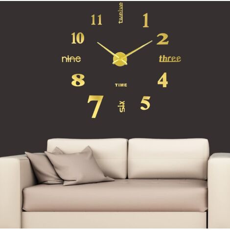 Horloge Murale Design Moderne - Horloge Murale 60cm-120cm - Silencieuse DIY Home Office Htel Décoration  (or)