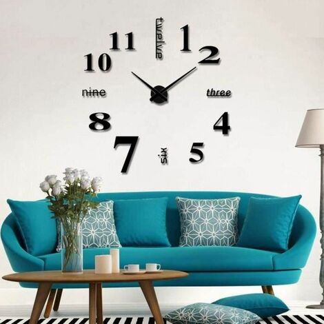 Horloge murale design numérique EVA sticker salle d'étude salon acrylique horloge transfrontalière Creative noir