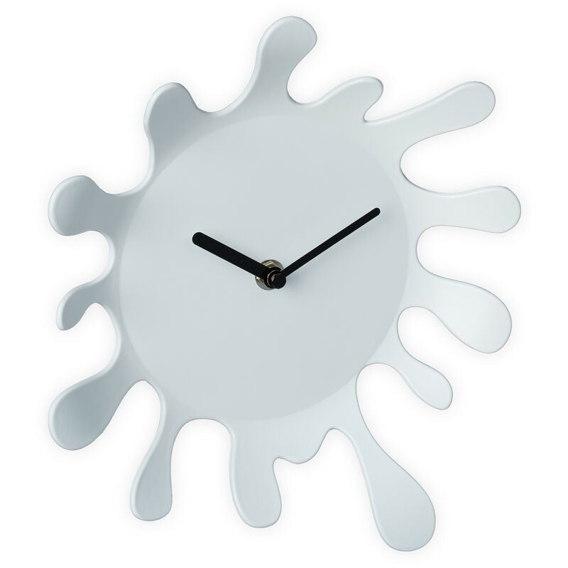 Relaxdays - Horloge murale, design tache de peinture, HxL : 25x22,5 cm, fonctionne à piles, sans chiffres, moderne, blanc