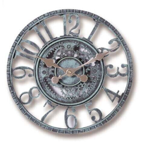 Horloge Murale d'extérieur, 30cm étanche Horloge de Jardin, horloges de décor rétro pour la Maison la Cuisine Le salon - non silencieuses (Turquoise)
