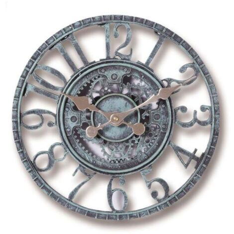 Horloge Murale d'extérieur, 30cm étanche Horloge de Jardin, horloges de décor rétro pour la Maison la Cuisine Le salon - non silencieuses (Turquoise)