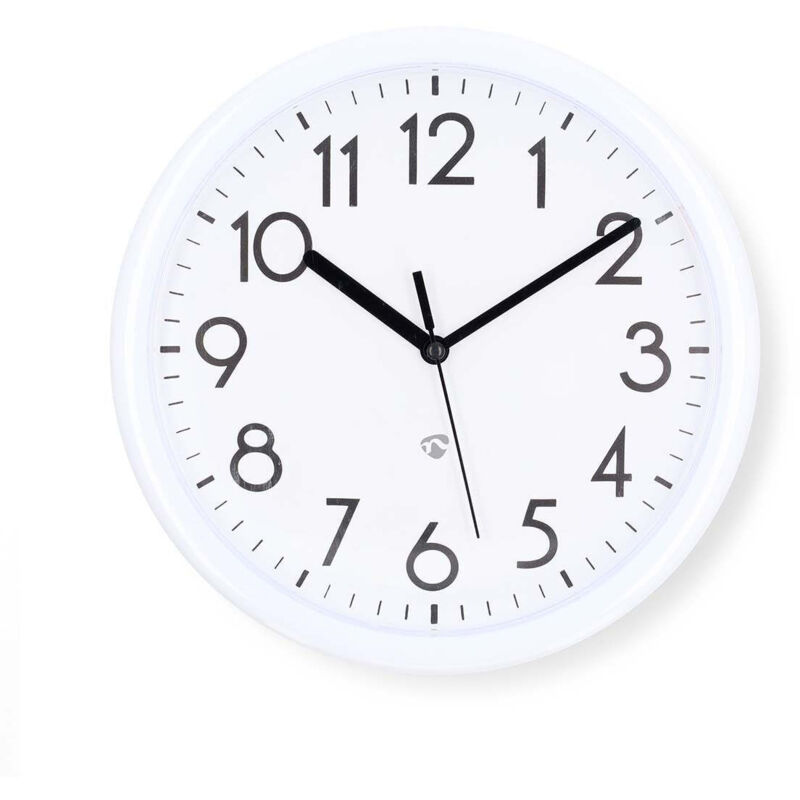 Nedis 22cm Wall Clock with Easy Read Numbers, Battery Powered -  White