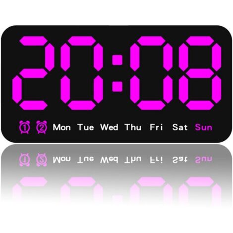 Horloge Murale Digitale à Grand Affichage - Réveil LED avec Double Alarme et Luminosité Réglable