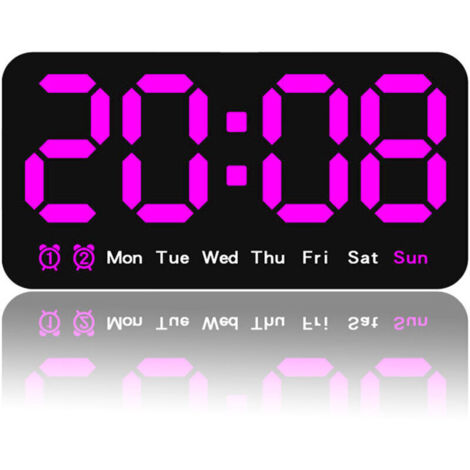 Horloge Murale Digitale à Grand Affichage - Réveil LED avec Double Alarme et Luminosité Réglable