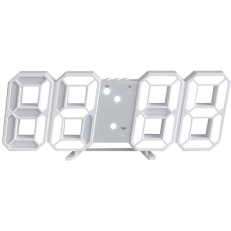 Horloge Murale Digitale LED 3D 12/24 Heure Temperature Date Affichage Temps Mémoire Fonction Snooze Veilleuse Luminosité Regolabile