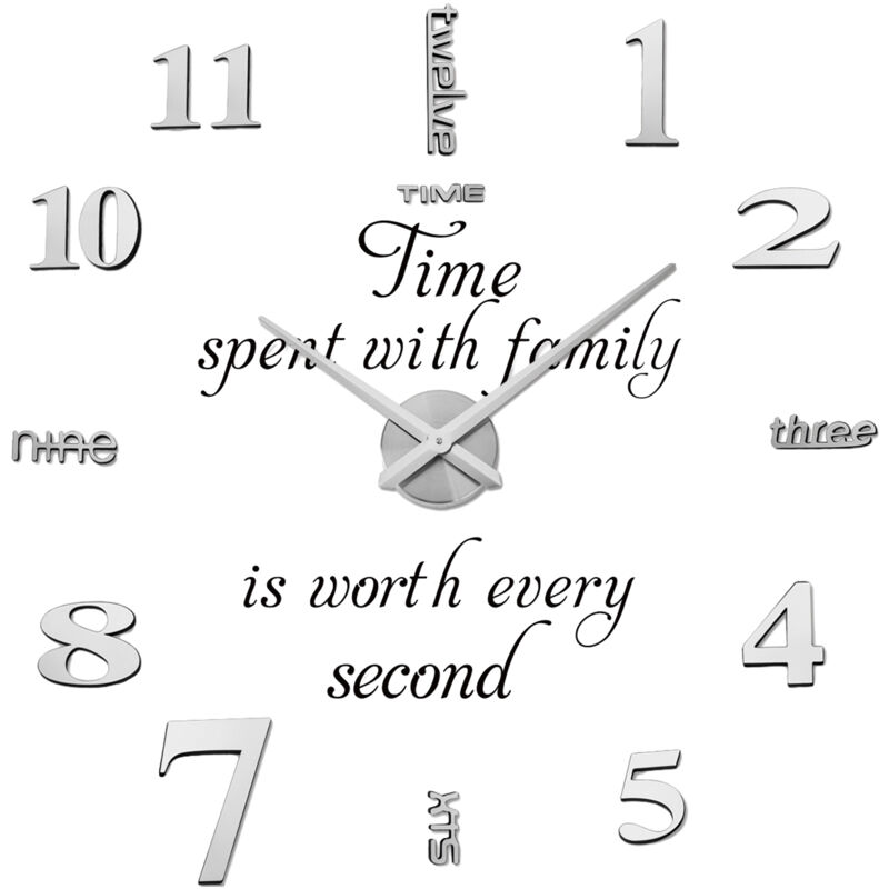 Yzmrbdqc - Horloge murale diy de 47 pouces, horloge murale 3D sans cadre, autocollant de décoration au design moderne, kit d'horloge murale diy pour