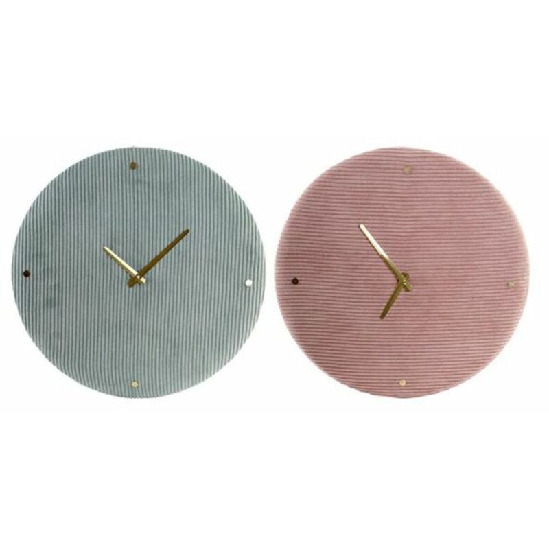 Dkd Home Decor - Horloge murale vert rose 40,5 x 5,5 x 40,5 cm (2 pièces)