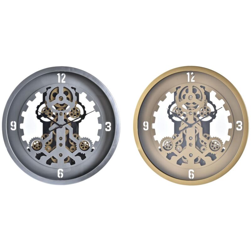Dkd Home Decor - Horloge murale or argenté verre plaqué fer 50 x 8 x 50 cm (3 pcs.) (2 pcs.)