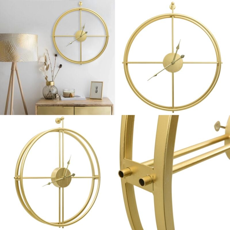 Vidaxl - Horloge murale Doré 52 cm Fer - horloge murale - horloges murales - Home & Living - Or