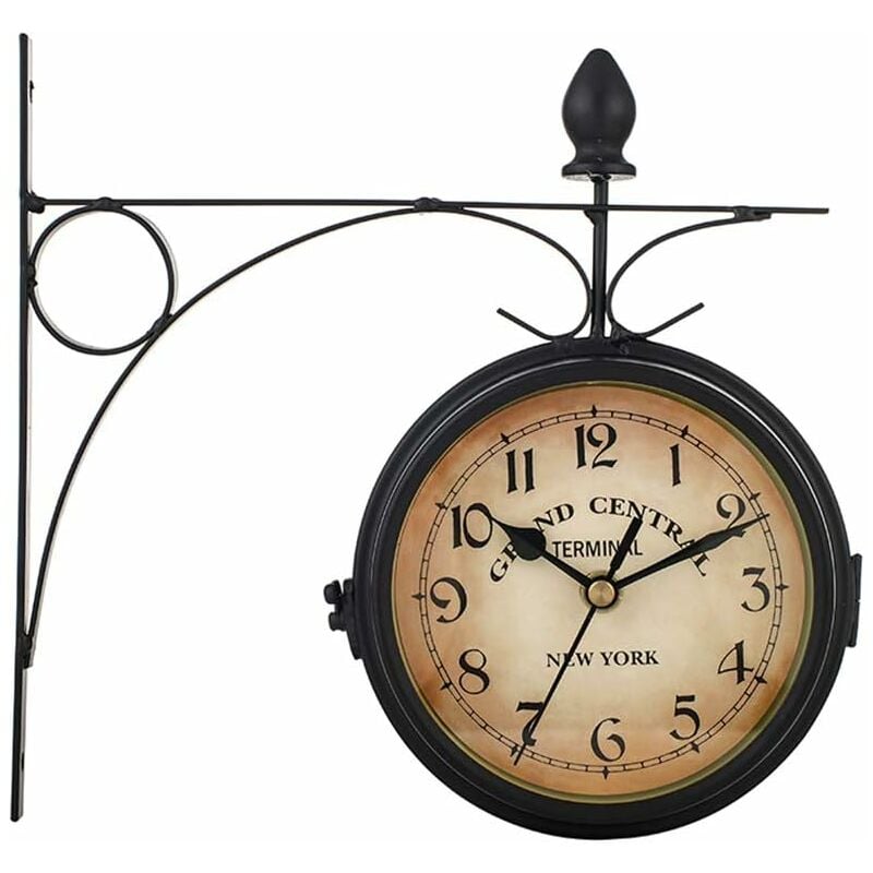 Horloge Murale Double Face Rétro Stand Horloge Paddington Station Horloge Murale Vintage Antique-Look Bracket Horloge Suspendue De Décoration De