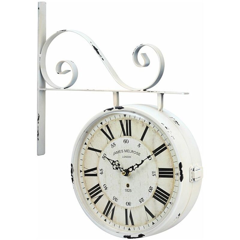 Vente-unique - Horloge murale double face style vintage faubourg en fer - L.34 x H.41,5 cm
