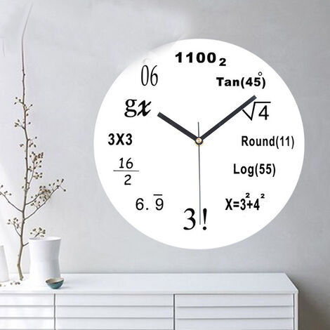 Horloge murale électronique ronde, formule mathématique, ingénierie créative, salon, bureau, réveil silencieux à quartz,white
