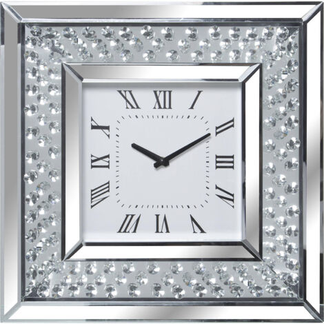 Horloge murale élégante et moderne en verre - Verre argenté scintillant