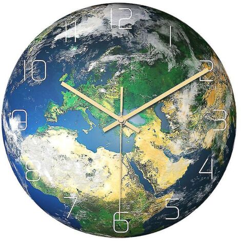 Horloge murale en acrylique, motif Europe, chiffres arabes, phosphorescente, sans pile, taille M.
