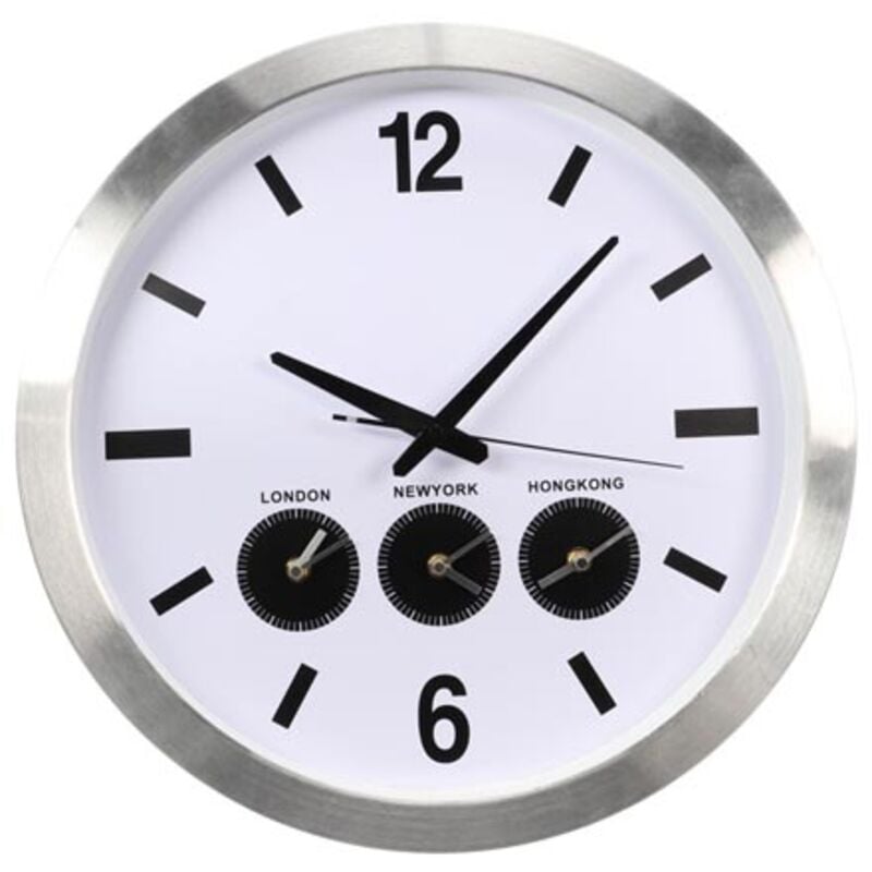 Perel - horloge murale en aluminium avec 3 fuseaux horaires - ø 45.5 cm WC109 RI17355