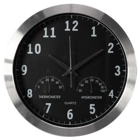 Horloge murale en aluminium avec thermomètre et hygromètre - ø 35,5 cm