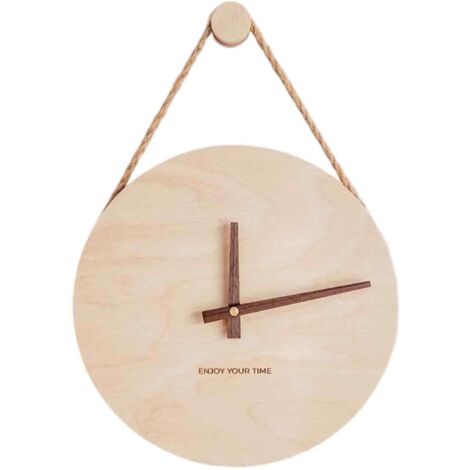 Horloge murale en bois avec cordon de suspension - modèle classique et basique - sans indication de l'heure
