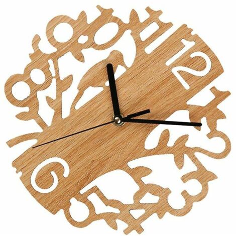 Horloge murale en bois Bird Piece, horloge murale décorative naturelle, horloge à suspendre créative