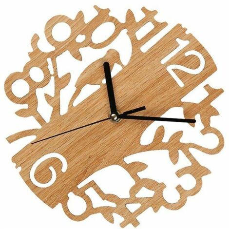 Horloge murale en bois Bird Piece, horloge murale décorative naturelle, horloge à suspendre créative