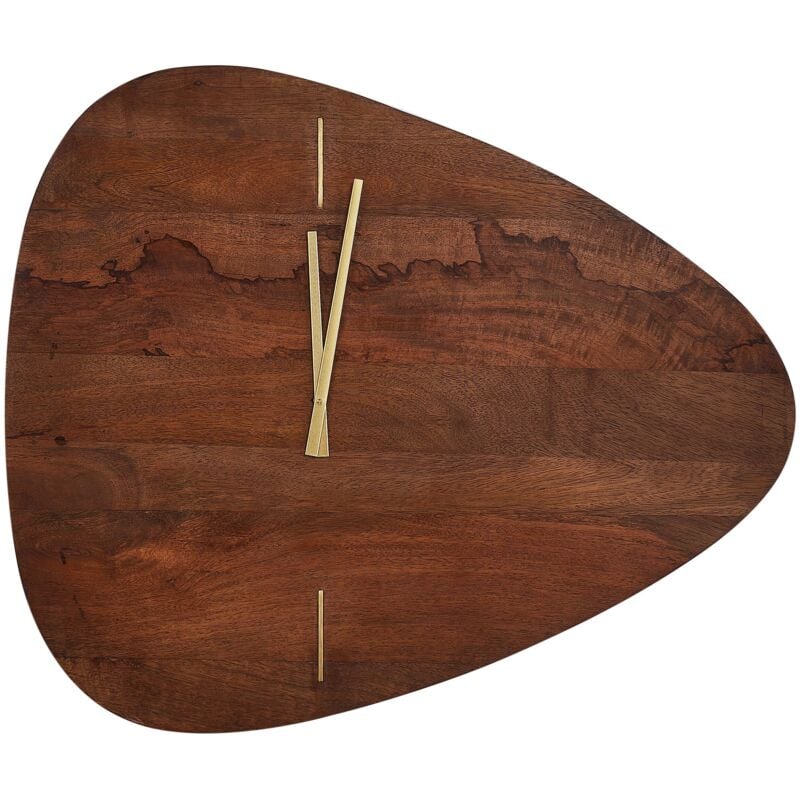Beliani - Horloge Murale en Bois de Manguier 71 x 61 cm Accents Dorés Bois Foncé Loktak