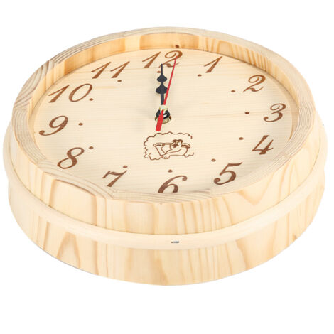 Horloge Murale en Bois de Sauna 23cm Résistante à la Chaleur et à l'Humidité Fabriquée à la Main Sans Pile