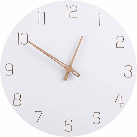 Horloge Murale En Bois Horloge Murale Sans Cadre - Style Minimaliste Moderne Horloge Blanche Décoration Salon Chambre Cuisine - Fonctionne À Piles