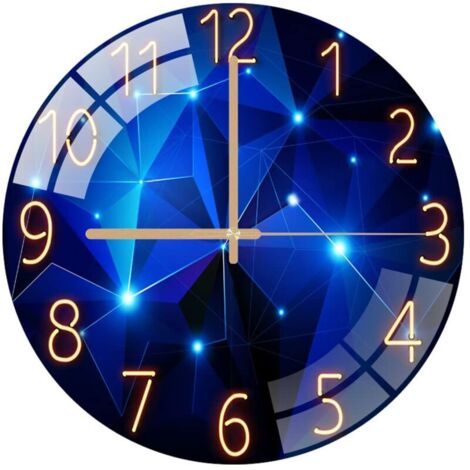 Horloge murale en verre 30 cm – Silencieuse sans tic-tac – Ronde décorative pour salon, cuisine, chambre – Cadran en verre trempé