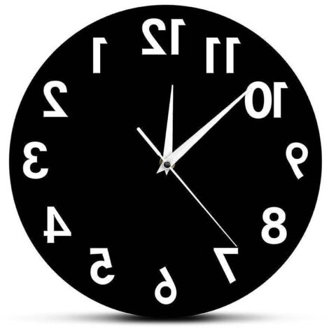 Horloge murale en verre miroir - horloge murale à rotation antihoraire