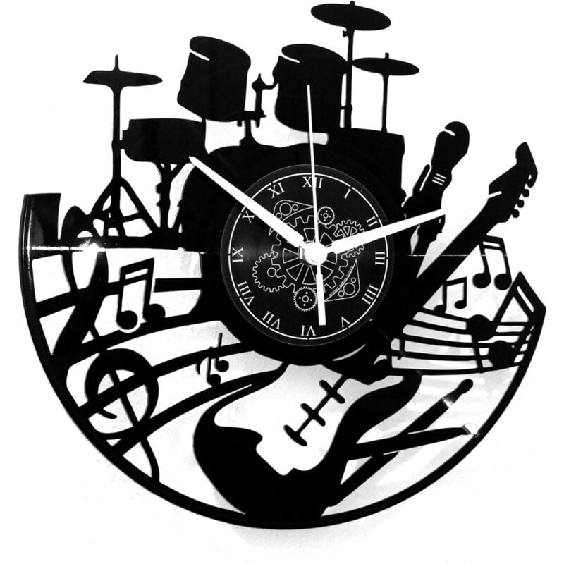 Gotrays - Horloge Murale en Vinyle lp 33 Tours idée Cadeau Vintage Faite Main Maison Guitare Musique Clavier Batterie
