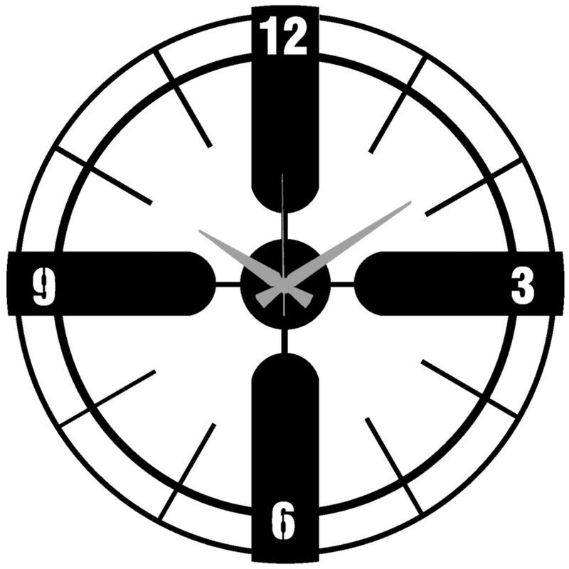 Epikasa - Horloge Murale Essentiel 7, Métal, Noir, 50x0,15x50 cm