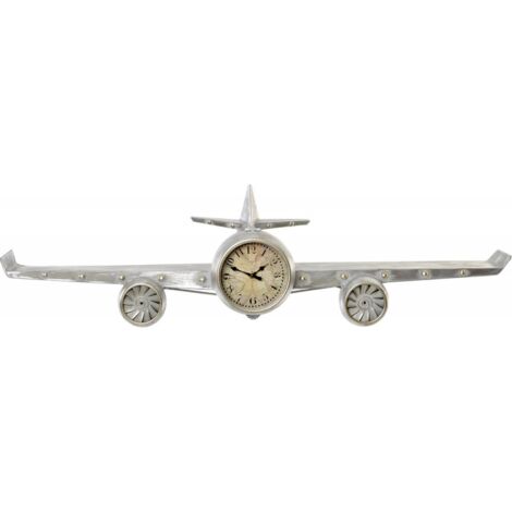 Horloge murale étagère argent style industriel chic - Argent galvanisé