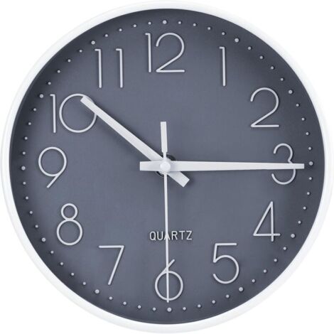 Horloge Murale EXCITAT 20 cm - Ronde et Silencieuse - pour Bureau, Cuisine, Salon, Chambre d'Enfant, École - Gris